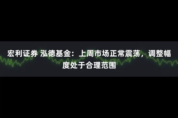 宏利证券 泓德基金：上周市场正常震荡，调整幅度处于合理范围
