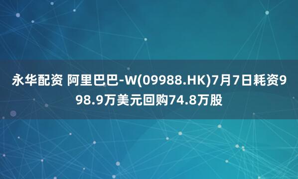 永华配资 阿里巴巴-W(09988.HK)7月7日耗资998.9万美元回购74.8万股